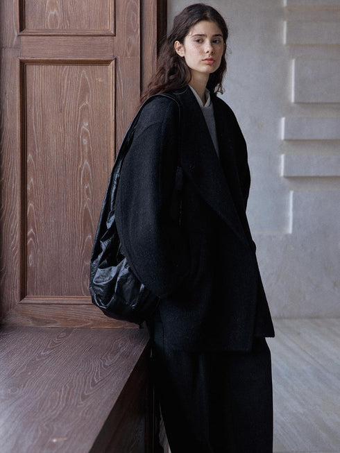 Meridian Double-Faced Notched Wool Coat